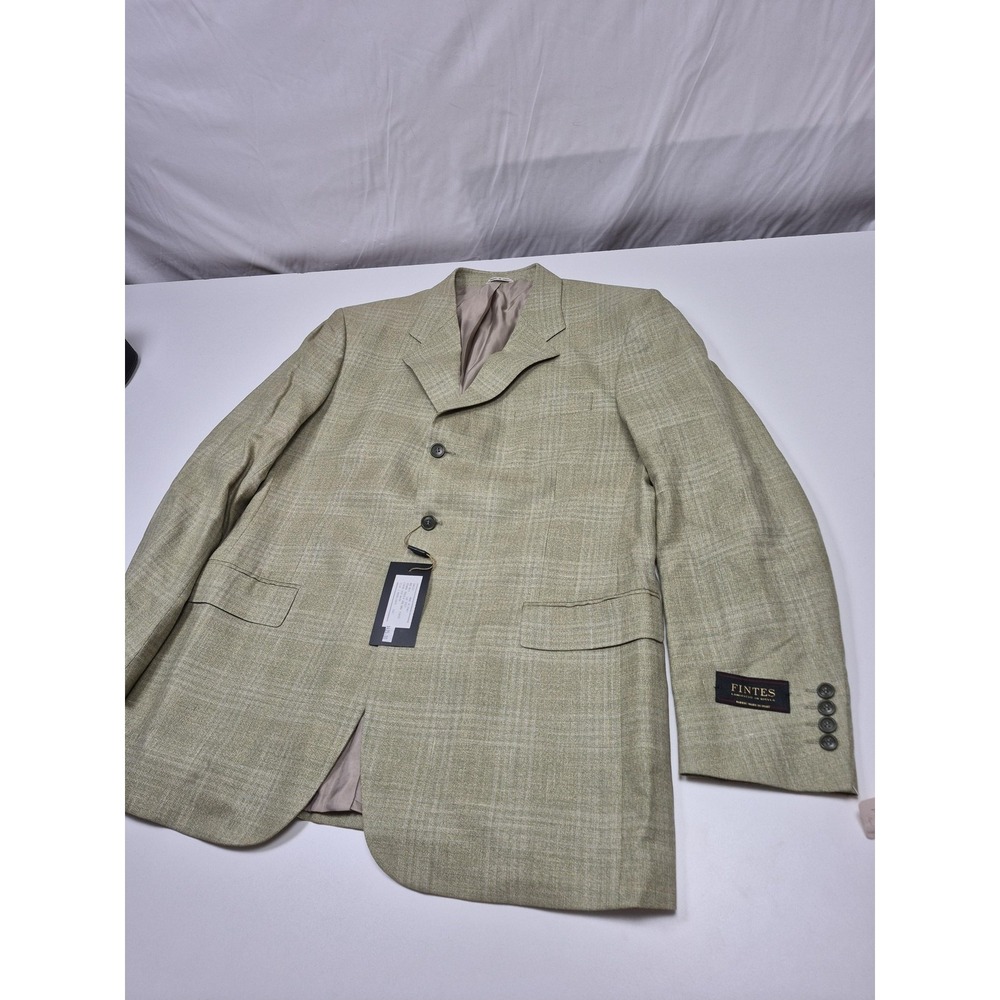 Zanieri Blazer Mens 46L Green Wool Silk Linen Check Sport Coat Jacket NWT